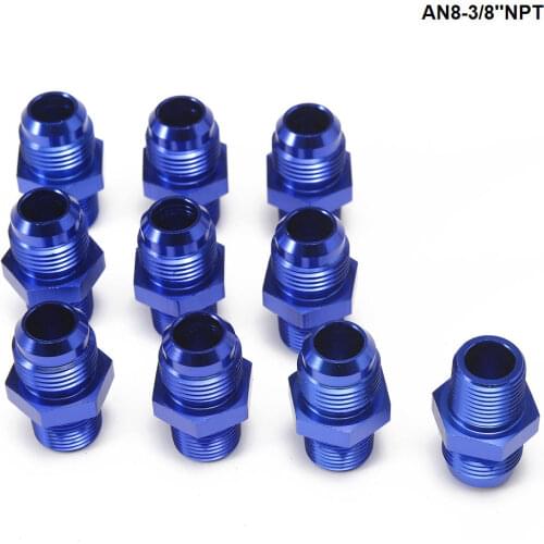 10PCS/LOT Straight Male Oil Cooler Fuel Oil Hose Fitting Adapter AN8-3/8''NPT