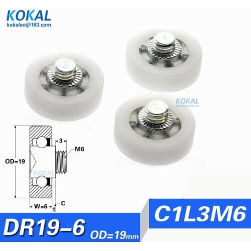 [DR19C1L3]10pcs DR series plastic ball bearing wheel for furniture fitting drawer sliding screw M6 wheel roller DR19C1L3M6