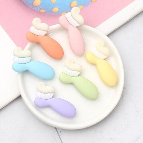 20Pcs/lot Flatback Simulation Toothbrush Resin Cabochon Kawaii Embellishments for Scrapbooking DIY Hair Bows Center Accessories