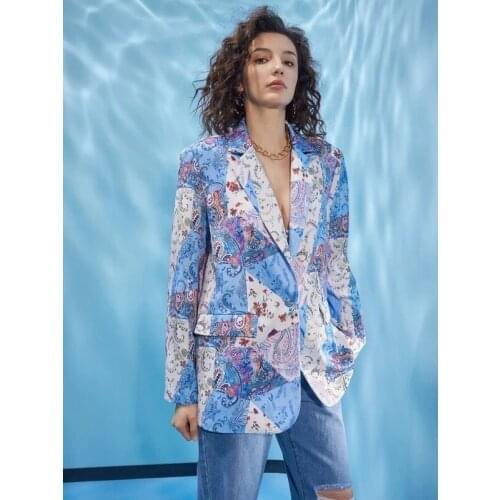 2021 womens print fashion European and American small suit jacket