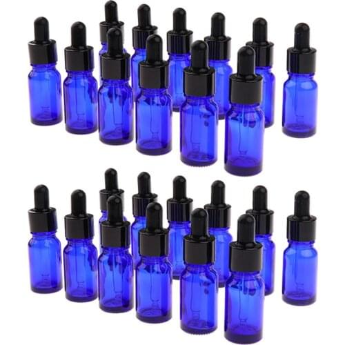 24 Piece Empty Essential Oil Bottle Glass Liquid Aromatherapy Dropper 5+10ml
