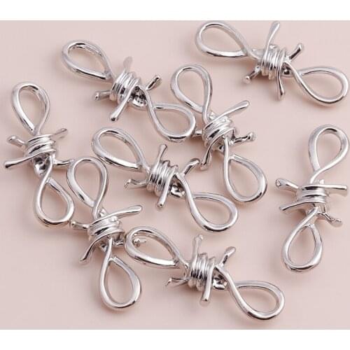 8pcs Silver Color Big Alloy Connectors Twisted Thorns Beads for DIY Bracelets Necklaces Punk Jewelry 45x10mm Handmade Finding
