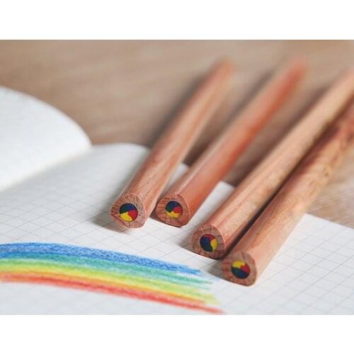 7Pcs Rainbow Jumbo Multicolor Pencil Natural Wood Pens Set Art Drawing Graffiti