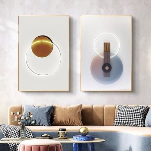 Abstract Moon Eclipse Geometric Circle Shadow Canvas Modern Painting Sofa Background Wall Picture Poster Living Room Decoration