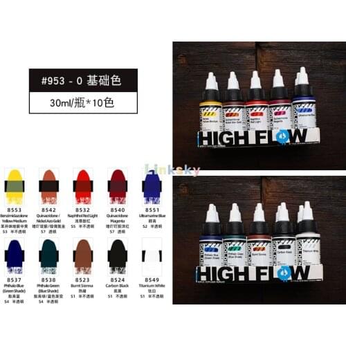 Golden High Flow Acrylic, Assorted 10 Color Set, Ink-like Consistency Is Versatile and Works on Paper-canvas-panels