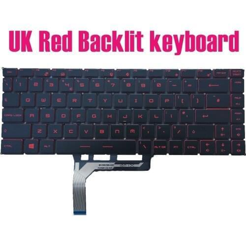 UK Red Backlit keyboard for MSI 9S7-16W112 GF65 Thin 9SD/9SEXR/10SDR(MS-16W1)