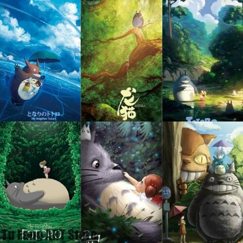 Hayao Miyazaki Anime Canvas Painting Wall Art My Neighbor Totoro Spirited Away Posters and Prints Pictures Kids Room Decoration