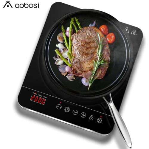Aobosi 2000W Single Induction Hob Electric Cooktop With LED Display 10 Power Levels 10 Temperature Levels 3-HourTimer Function
