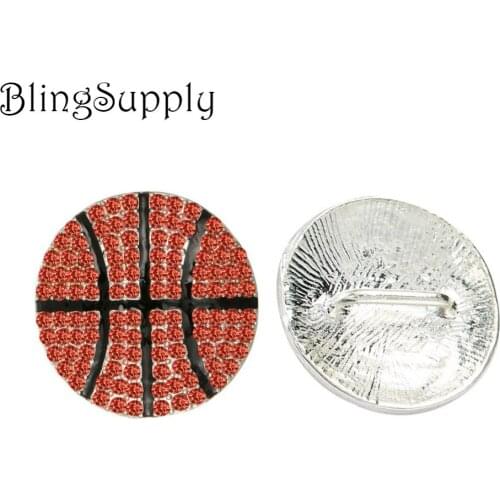 Free shipping 23mm basketball rhinestone button with shank 50PCS/lot(BTN-5439)