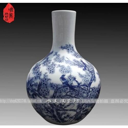 Jingdezhen ceramic blue and white porcelain vase Large ceramic crafts