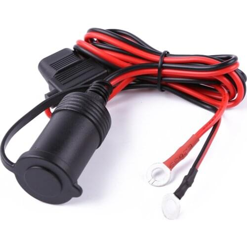 DC 12V 24V Car Motorcycle Truck Cigarette Lighter Socket Charger Cable Female Socket Plug Connector Adapter with 10A Fuse+Cable