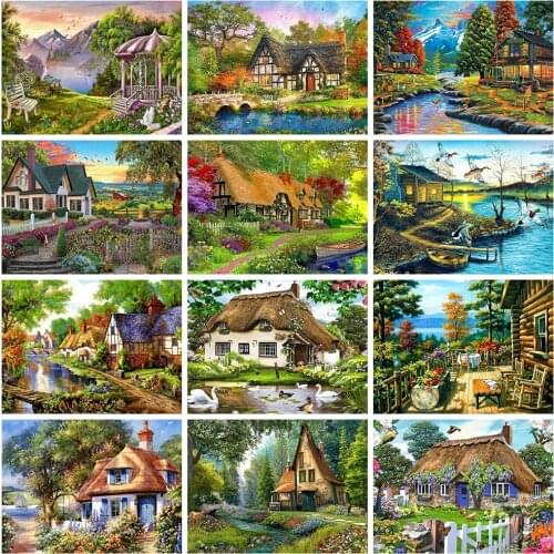 Evershine Full Square Drill 5D DIY Diamond Painting House Embroidery Cross Stitch Landscape Mosaic Rhinestone Home Decoration
