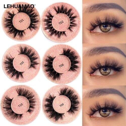 LEHUAMAO Makeup Eyelashes 3D Mink Lashes Fluffy Soft Wispy Volume Natural long Cross False Eyelashes Eye Lashes Reusable Eyelash