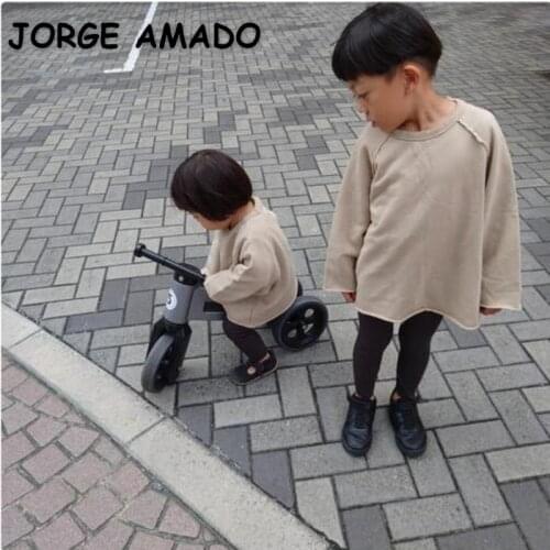 2021 Hot Sale New Autumn Girls Boys Modal Fabric Oversize Long Sleeves Sweatershit Preschool Clothes Children Outfits E23