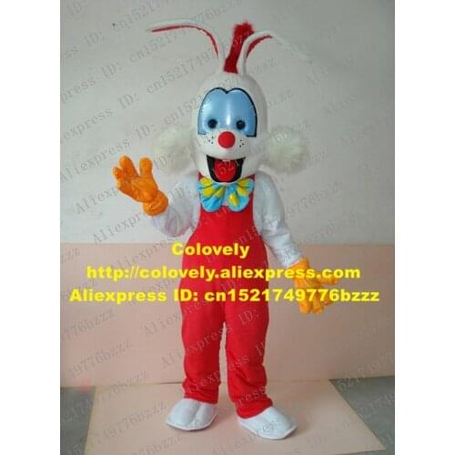 Cute White Rabbit Bunny Mascot Costume Mascotte Hare Lepus Jackrabbit With Long White Ears Big Blue Eyes Adult No.810 Free Ship