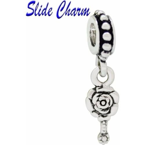 Fashion jewelry charm European and American style black and white women rose mirror pendant beads Fit Pandora Bracelet Necklace