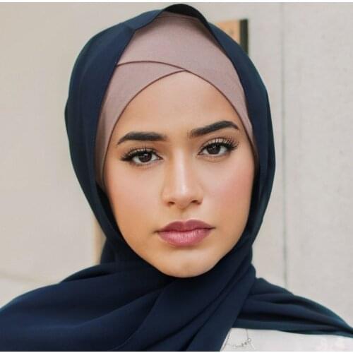 Muslim Women Jersey Inner Hijab Caps Stretch Cotton Underscarf Forehead Cross Hijab Turban Femme Musulman Headscarf Bonnet