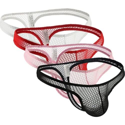 2021 Men Sexy Underwear U Bugle Mesh Sheer Low Rise Briefs Sexy Transparent Lingerie Male Mesh Breathable Underpants Panties