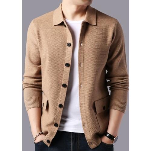 2020 new arrival hot sale winter leisure long sleeve cotton cardigan male sweaters coat lapel Men Sweter clothing