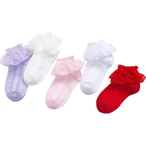 Girls Socks Spring Summer Princess Cotton Lace Sock Infant Thin Red Sox Breathable Children Baby Girls Net ankle Sock
