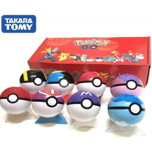 TAKARA TOMY 8Pcs/Box Original Pokemon Monster Elf Ball Pokeball Set Pop-up Elf Ball Pikachu Christmas Toys for Children Boys