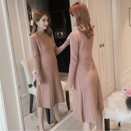 Maternity Dress Warm Autumn Winter Knitted Sweater Clothes for Pregnant Women Fall Elegant Pregnancy Sweaters Shirts 2019 New