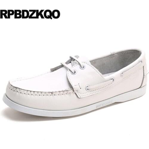 Casual White Large Size 46 Summer Vintage Driving 2021 Spring Custom Slip On Breathable British Style Leather Boat Shoes Men