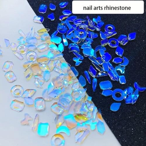 50Pcs Transparent Symphony Polarized Light Moon Heart Flatback Irregular Rhinestone For DIY 3D Nail Arts Decoration