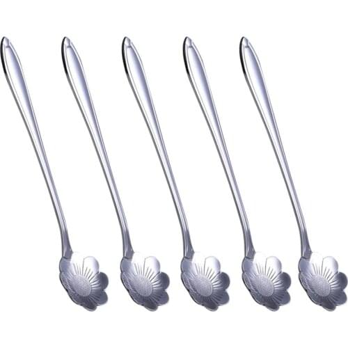 Luxury Long Handle Cosmos Flowers Coffee Tea Spoon 304 Stainless Steel Drink Ladle Corrosion-Resistant Espresso Scoop Stir