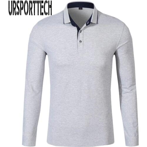 New Brand Mens Solid Long Sleeve Polo Shirt Mens Autumn Full Sleeve Turn Down Collar Shirt Casual Camisetas Masculinas Tops