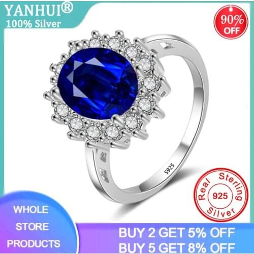 With Certificate Silver 925 Ring Luxury Oval Cut Lab Sapphire Ring Original Silver 925 Jewelry Wedding Rings Gift For Women