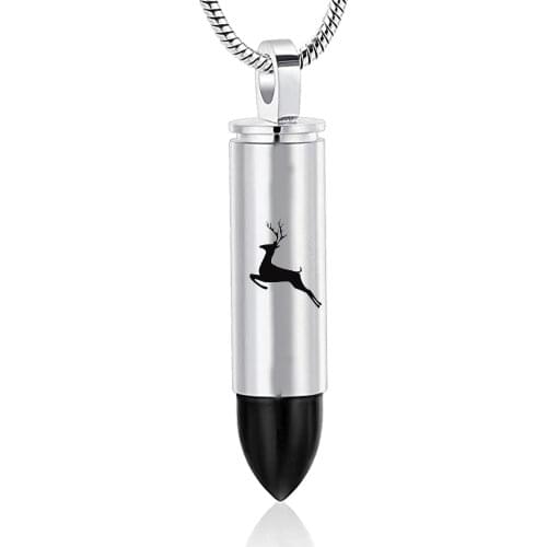 Cremation Jewelry Deer Bullet Pendant Urn Necklace for Ashes Keepsake Memorial Jewelry for Ashes for Men