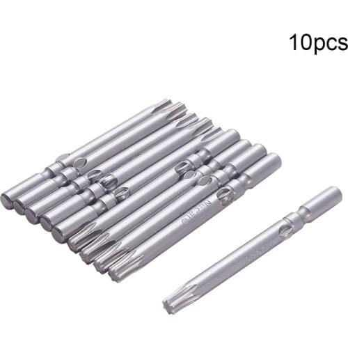 Utoolmart 10Pcs Torx Head Screwdriver Bits S2 Steel Round Shank 60mm T5~T25 Tip Size Magnetic Screw Driver Bit Power Tools