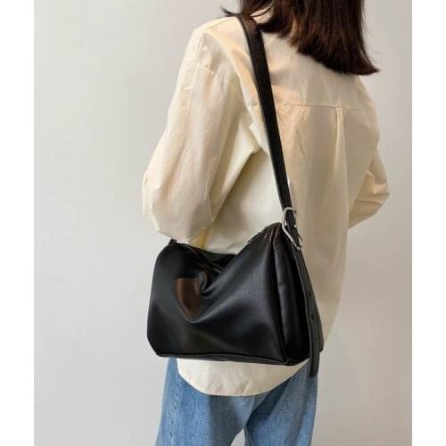 Vintage Hobo Bags Women Leather Designer Black Women Handbags Simple Tote Shopper Bag Quality Female Solid Color Shoulder Bags