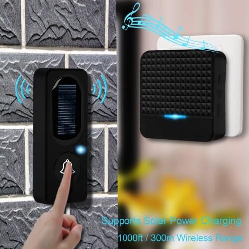 FORECUM Solar Powered Waterproof Wireless DoorBell EU US UK Plug Smart Door Bell Chime
