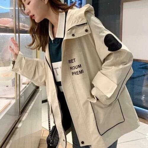 Spring And Autumn Girls Tooling Jackets Female Zipper Harajuku Women Basic Plus Size Coat Hood College Outerwear Manteau Femme