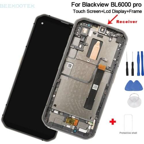 New Original LCD Display+Touch Screen Digitizer+Frame+Receiver Power Volume Button Cable Parts For Blackview BL6000 Pro Phone