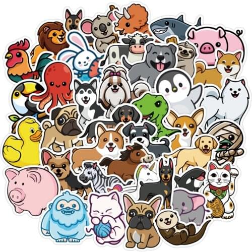10/30/50PCS Cute Cartoon Animal Childrens Toy Skateboard Water Cup Suitcase Mobile Phone Graffiti Sticker Decoration Wholesale