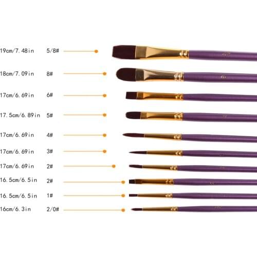 CPDD 10Pcs Artist Paint Brush Set Nylon Hair Watercolor Acrylic Oil Painting Drawing