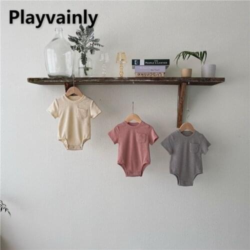 2021 Summer Baby Boy Girl Romper Cotton short Sleeve Pure color Jumpsuit Newborn Clothing 0-2T E100152