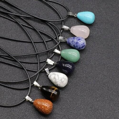 24/50pcs Water Drop Natural Stone Pendants Wholesale Aventurine Crystal Quartz Pendants For Jewelry Making Reiki Chakra Pendulum