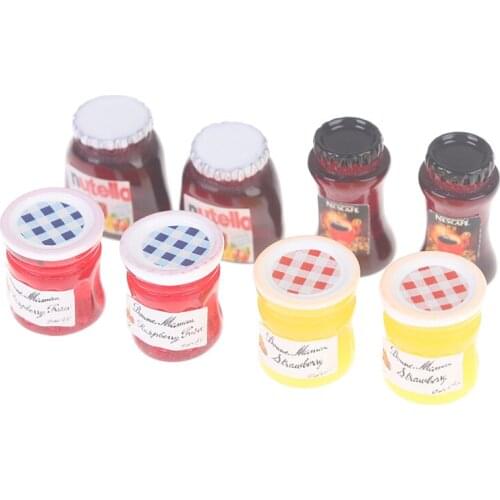 4pcs/set Jar Ketchup Sauce Jam Salad Mini Coffee Kitchen Accessories for 1:12