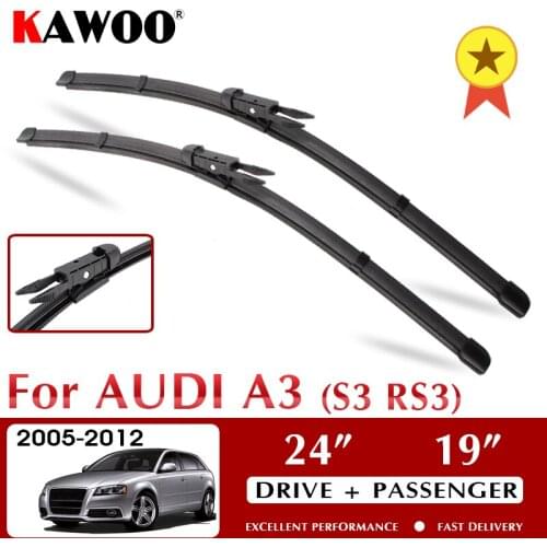 KAWOO Car Wiper Blade LHD / RHD Front Wiper Blades For Audi A3 S3 RS3 2005 - 2012 Windshield Windscreen Front Window 24"+19"