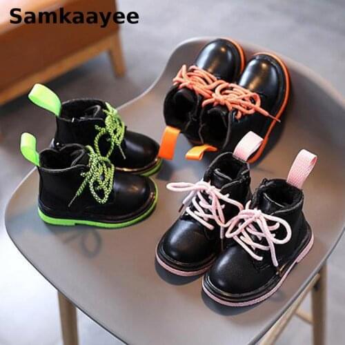 0-12y Children Shoes Boots Winter Baby Kids Martin Boats Boys Girls Ankle Sonw Boots Cotton Pu Leather Non-Slip Warm Sneakers 30