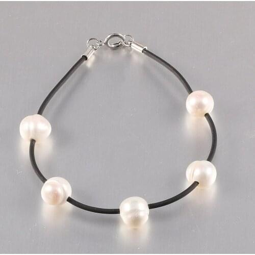 Natural Freshwater Pearl Bead Bracelet 10mm Beaded Rope Lobster Clasp Bracelets 2020 Fashion Men and Women Gifts Charms Jewelry