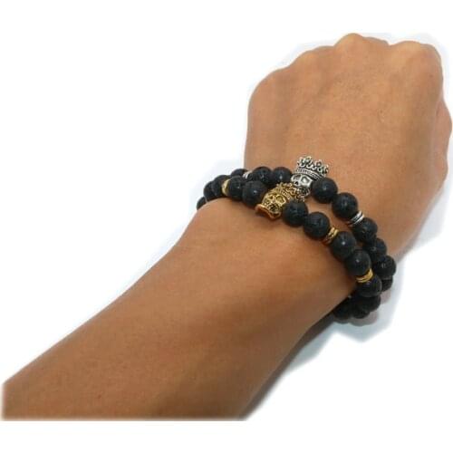 10mm Volcanic Stone Beads Bracelet Men Charm Natural Stone Braslet For Man Handmade Casual Jewelry Mask