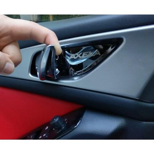 Car Door Handle Bowl Covers Patch Pad Stickers Sequin For Mazda 3 Axela 2017 2019 Interior Stainles Steel Accessories Styling