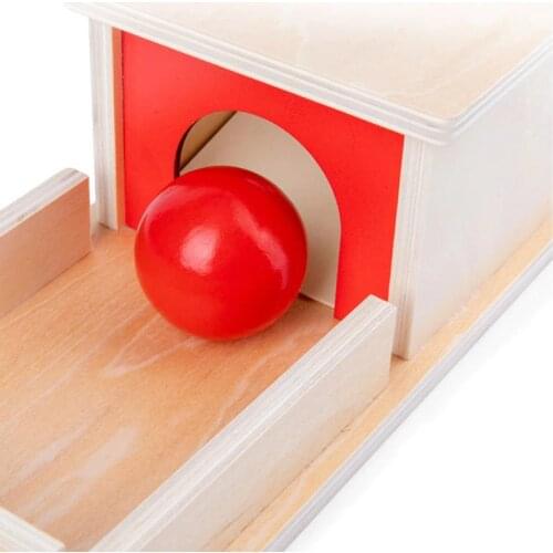 Montessori Wooden Permanence Object Box with Tray Ball Learning Early Educational Toys for Infant Toddlers