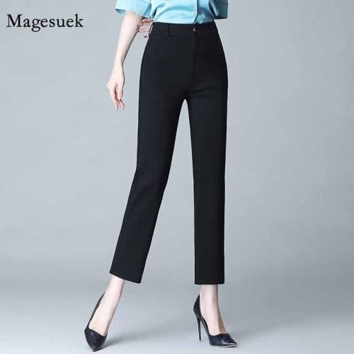 Wild Womens Thin Drape Stretch Large Size Professional Suit Pants Winter Plus Velvet Thickened Straight Casual Trousers 11528