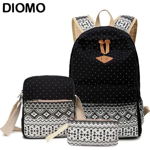 DIOMO Canvas School bags Set For Girls Female Backpack Schoolbags High Quality Backpack Feminine Book Bag